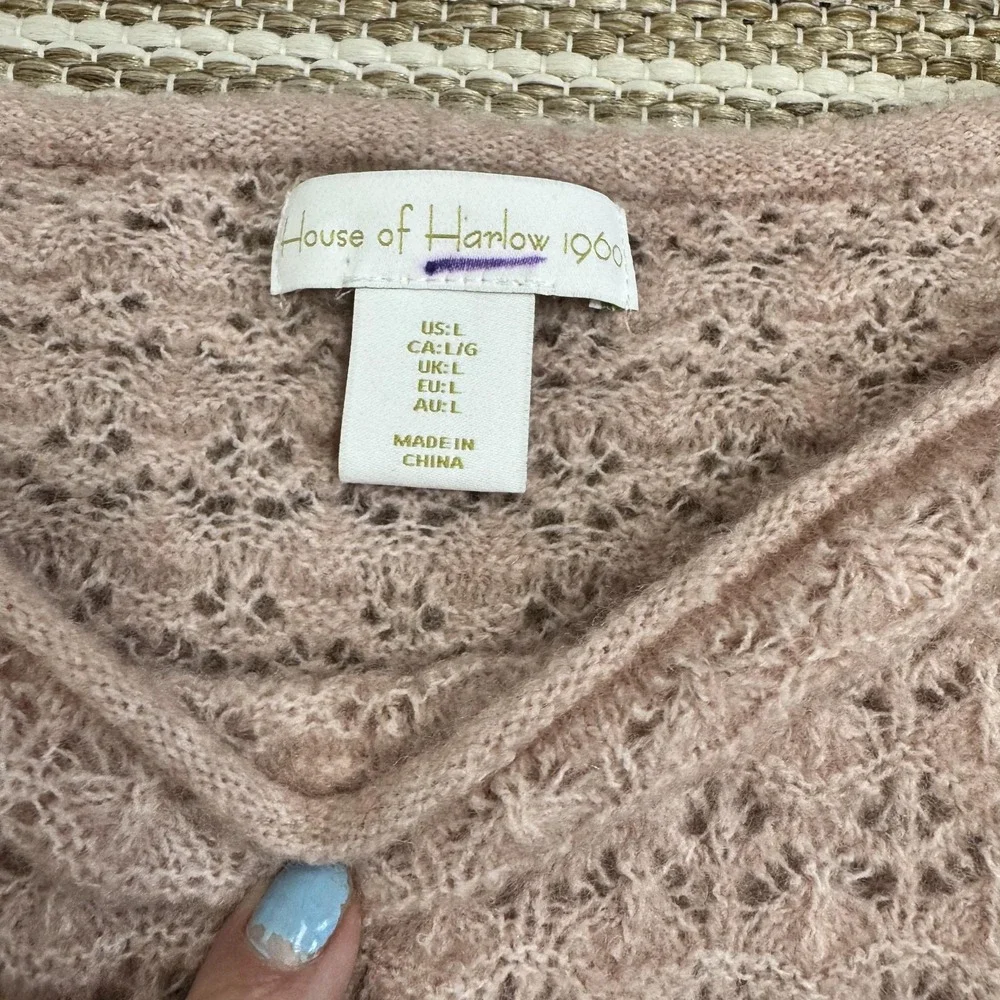 House Of Harlow 1960 2 Piece‎ Women's Sweater Skirt Large Pink Textured Knit